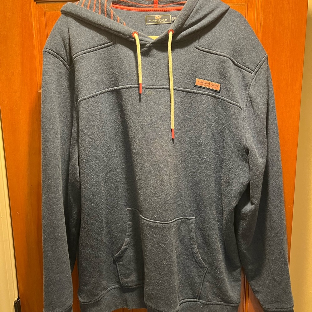Vineyard Vines Blue Hoodie with white Drawstrings